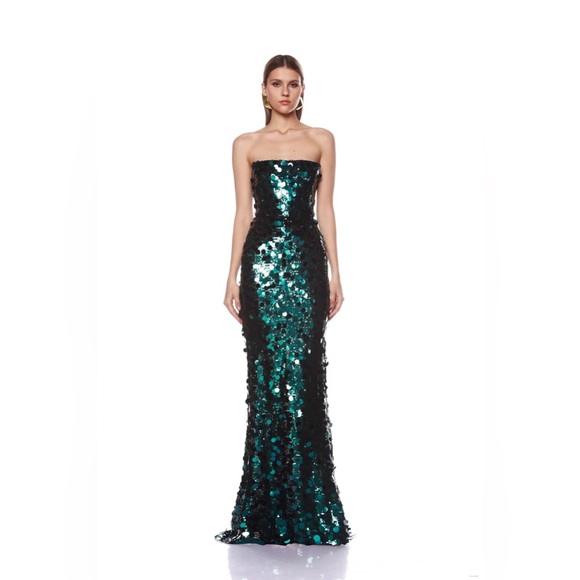 Bronx and Banco Emerald Sequin Strapless Maxi Dress - Picture 8 of 15